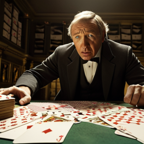 Home 4 **Prompt:** A colossal house of cards collapsing, scattering cards with scientific equations and formulas across a dimly lit laboratory. In the background, a scientist stares in both shock and anticipation, hinting at a breakthrough. Dramatic lighting, reminiscent of a Baroque painting.